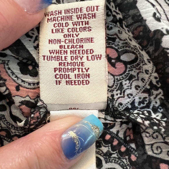 🖤💗 EUC MUDD Boho Black, Pink & White Hi-Low Button Front Top | Sz XL - Picture 7 of 7